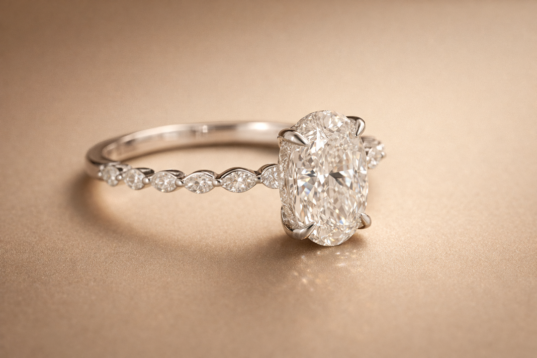 Emerald Elegance Oval Shaped Diamond Ring
